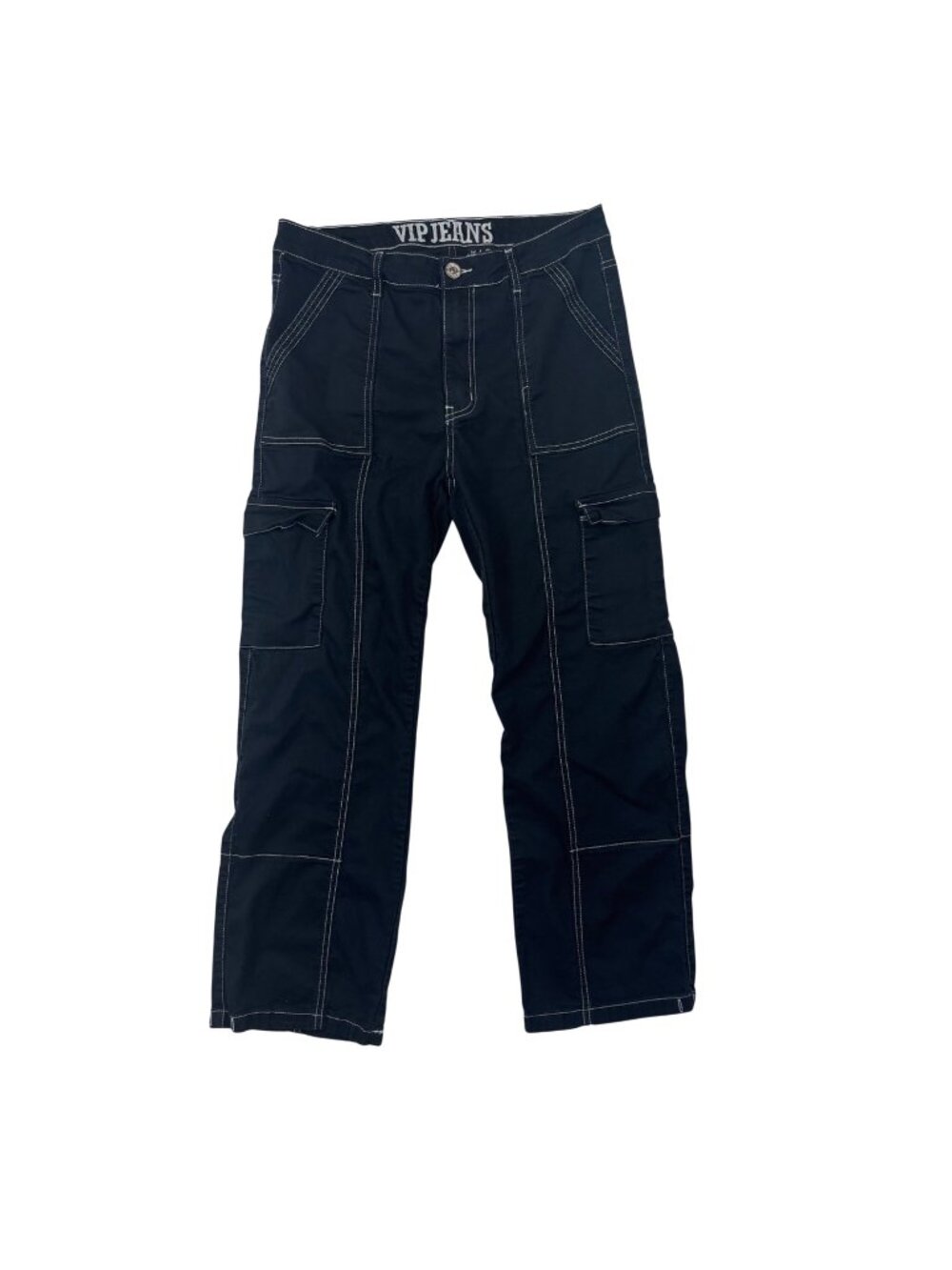 ✨3/$30 VIP Jeans 13 Black Wide Leg Cargo Pants With Contrast Stitching